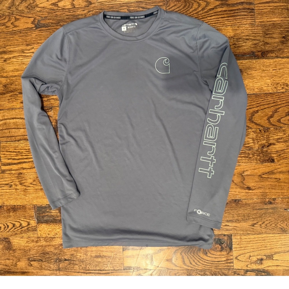 Carhartt Force Sun Defender Long Sleeve Shirt Mens Small Gray Relaxed Fit #Work